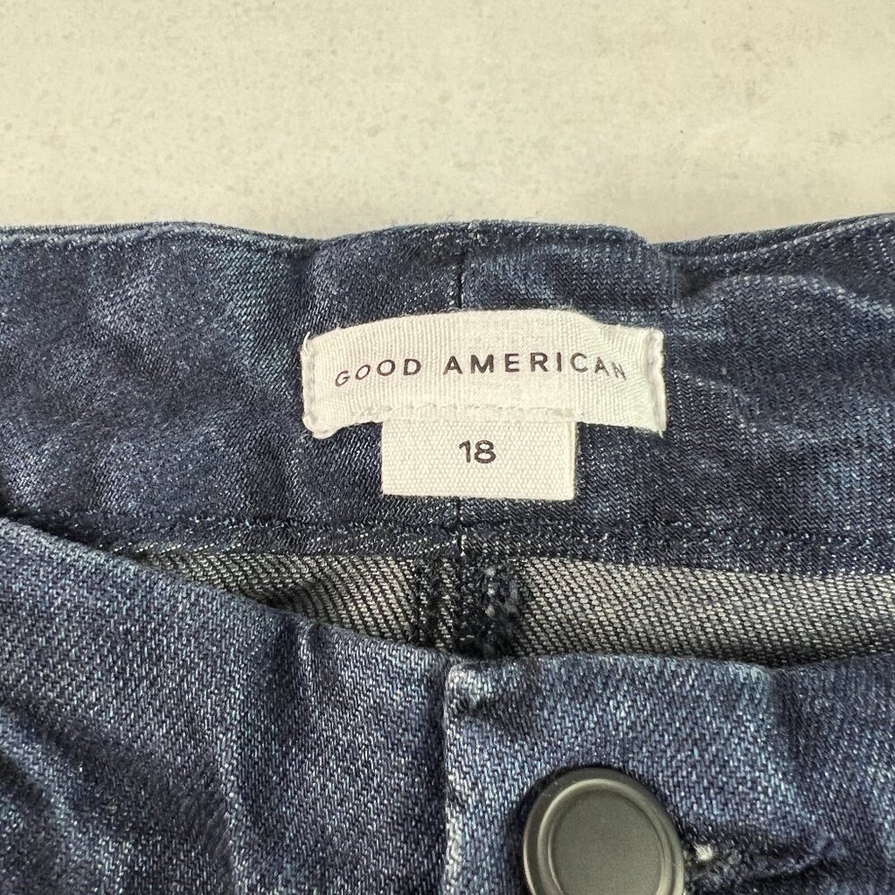 Good American Jean Women 38x33* Good Legs Flare High Rise Dark Blue Denim Tag 18 - Picture 8 of 16